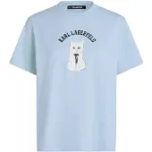 Karl Lagerfeld Camisa 'Choupette-Skizze' azul claro / preto / branco