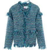 IZIA Casaco de malha azul / azul ciano / preto / branco