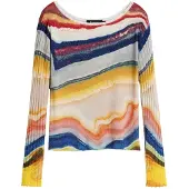 Desigual Pullover azul / amarelo / vermelho ferrugem / branco