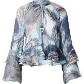 GUESS Blusa azul fumado / castanho / castanho claro / petróleo