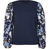 Anna field Blusa azul escuro / amarelo / oliveira / branco