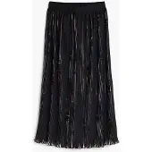 Desigual , Saia Plissada Midi Floral, Mulher, PoliÉSter, Preto, XS