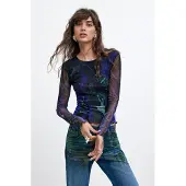 Desigual Camisa turquesa / azul-violeta / preto