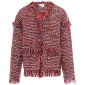 IZIA Casaco de malha creme / roxo / vermelho / vermelho-alaranjado