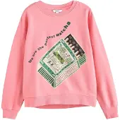 Next Sweatshirt 'Beaded Matcha' creme / castanho escuro / verde / rosa claro