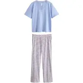 Next Pijama azul claro / baga / branco