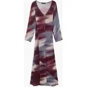 Desigual Vestido nude / navy / vermelho vinho