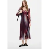 Desigual Vestido nude / navy / vermelho vinho