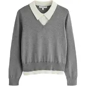 Next Pullover cinzento escuro / branco lã