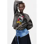 Desigual , Suéter estampado Mickey, Mulher, Preto, XL