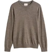 Gant para homem. 8050307 Camisola de lã merino gola redonda castanha (M), Marrom, Casual