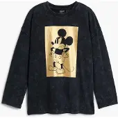 Desigual , Camiseta de manga comprida Mickey Mouse, Infantil, AlgodÃO, Preto, 9/10