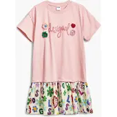 Desigual , Vestido saia flores, AlgodÃO, Vermelho, 11/12
