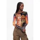 Desigual Camisa amarelo / laranja / laranja pastel / preto