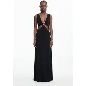 Desigual , Vestido longo com aplique metálico, Viscose, Preto, L