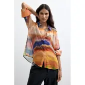 Desigual Blusa azul / laranja / pêssego / laranja escuro