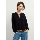 Pepe Jeans para mulher. PL3051559 Blusa Julianna preto (L), Casual, Viscoso, Manga comprida