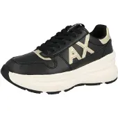 Armani Exchange para mulher. XW003106AF27406MZ815 sapatilha com biqueira perfurada e sola larga de borracha preta (38), Preto, 1 a 3cm,