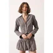 Trendyol Blusa castanho escuro / branco