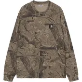 Carhartt WIP - T-shirts - L/S Feather Tree T-Shirt Camo Feather Tree Khaki Shungite Garment Dyed para Unissexo - Tamanho XXL - Caqui