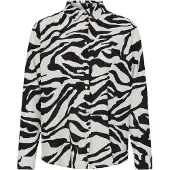 Ichi Blusa 'LINNO' ecru / preto