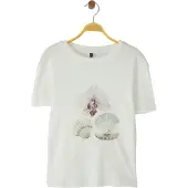 Trendyol Camisa bege / creme / ouro / roxo escuro