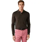 Hackett London para homem. HM7000284 Polo de malha Merino Silk castanho escuro (XL), Verde, Lã, Clássico, Manga comprida