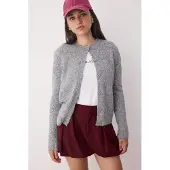 Trendyol Casaco de malha cinzento