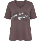 Ulla Popken Camisa chocolate / preto / prata