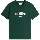 Tommy Hilfiger Camisa 'Brand Love' verde escuro / branco