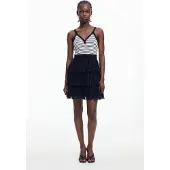 Desigual , Vestido combinado com saia plissada, Azul, XS