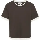 Comma Camisa castanho escuro / branco