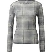 QS Camisa cinzento basalto / cinzento escuro / branco