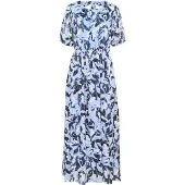 Kaffe Vestido azul claro / preto / branco lã