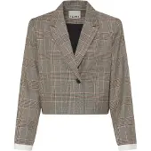 Ichi Blazer 'IHLaito' greige / vermelho escuro / preto / branco lã