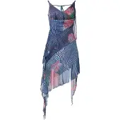 Desigual , Vestido com folhos pixelado, Mulher, PoliÉSter, Azul, L