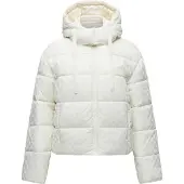 GUESS para mulher. W6BL56W4195 Jaqueta acolchoada cropped Daisy com logo branco (XS), Casual, Poliamida