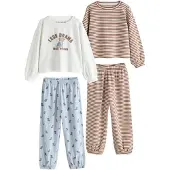 Next Pijama creme / azul céu / castanho / branco