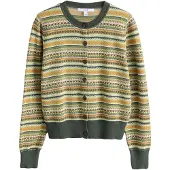 Next Casaco de malha verde / verde escuro / laranja escuro / branco