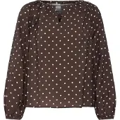 Ichi Blusa 'FORANA' castanho / branco
