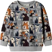 Name it Sweatshirt 'NMMOSWALDY' creme / conhaque / castanho escuro / cinzento