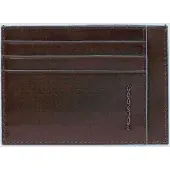 Piquadro , Porta-cartões de crédito em couro, quadrado azul, PP2762B2R, mogno, unissex