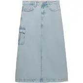 Superdry para mulher. W7210406A Saia Denim Cargo Maxi azul (XS), Casual, Algodão