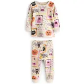 Next Pijama 'Halloween Characters' creme / verde claro / laranja escuro / preto