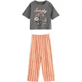 Next Pijama 'Halloween' cinzento escuro / laranja escuro / preto / offwhite