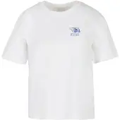 Miss Tee Camisa 'Live Slow Seashells' azul / branco