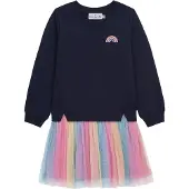 DANAMADE Vestido navy / azul claro / amarelo / rosa