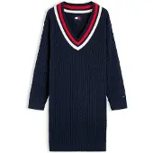 Tommy Hilfiger Vestido de malha navy / vermelho vivo / branco