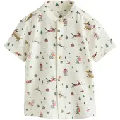 Next Camisa 'Christmas' cinzento / verde claro / vermelho / branco