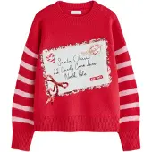 Next Pullover 'Santa Letter' rosa pastel / vermelho / branco
